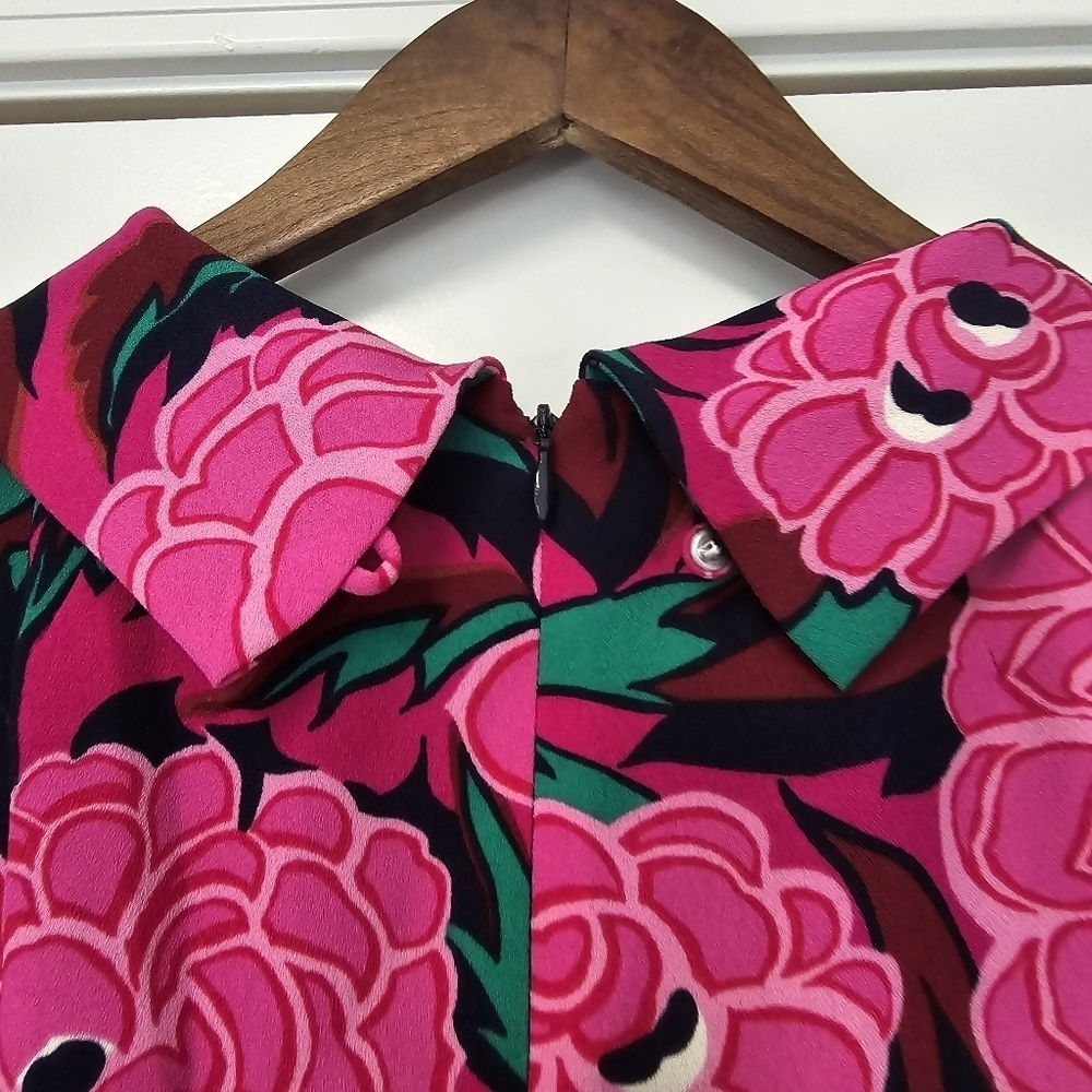 Talbots Women's Plus Dress Sheath Size 16 Pink Navy Lined Cowl Neck Sleeveless - Picture 5 of 11